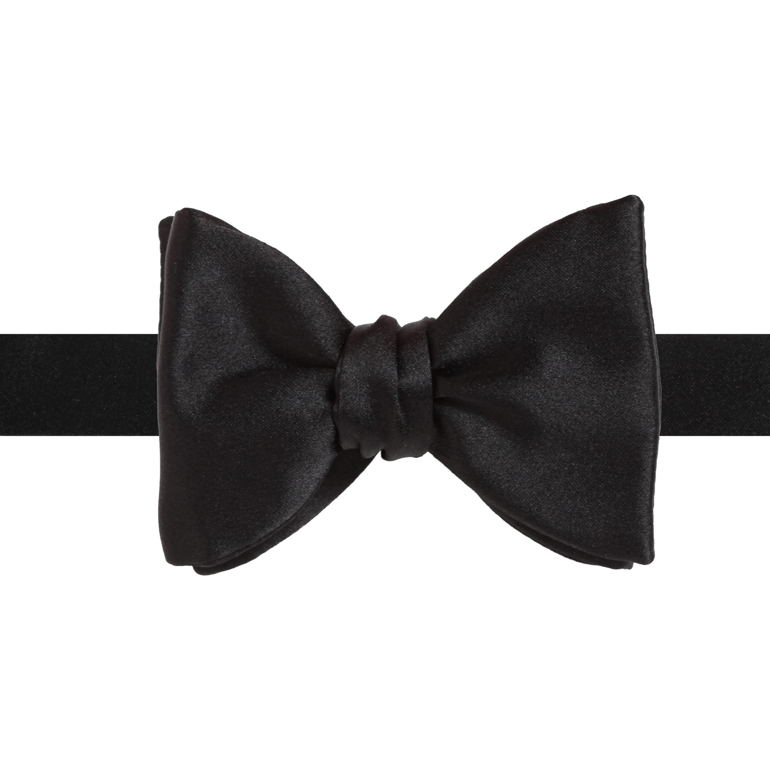 Medium Black Silk Satin Classic Bow Tie