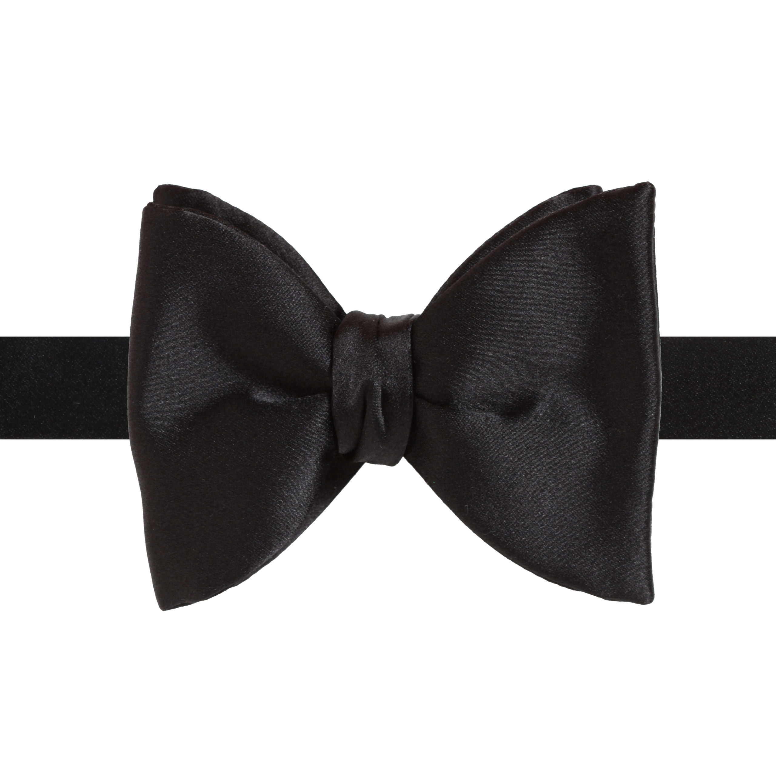 Large Classic Black Silk Satin Bow Tie