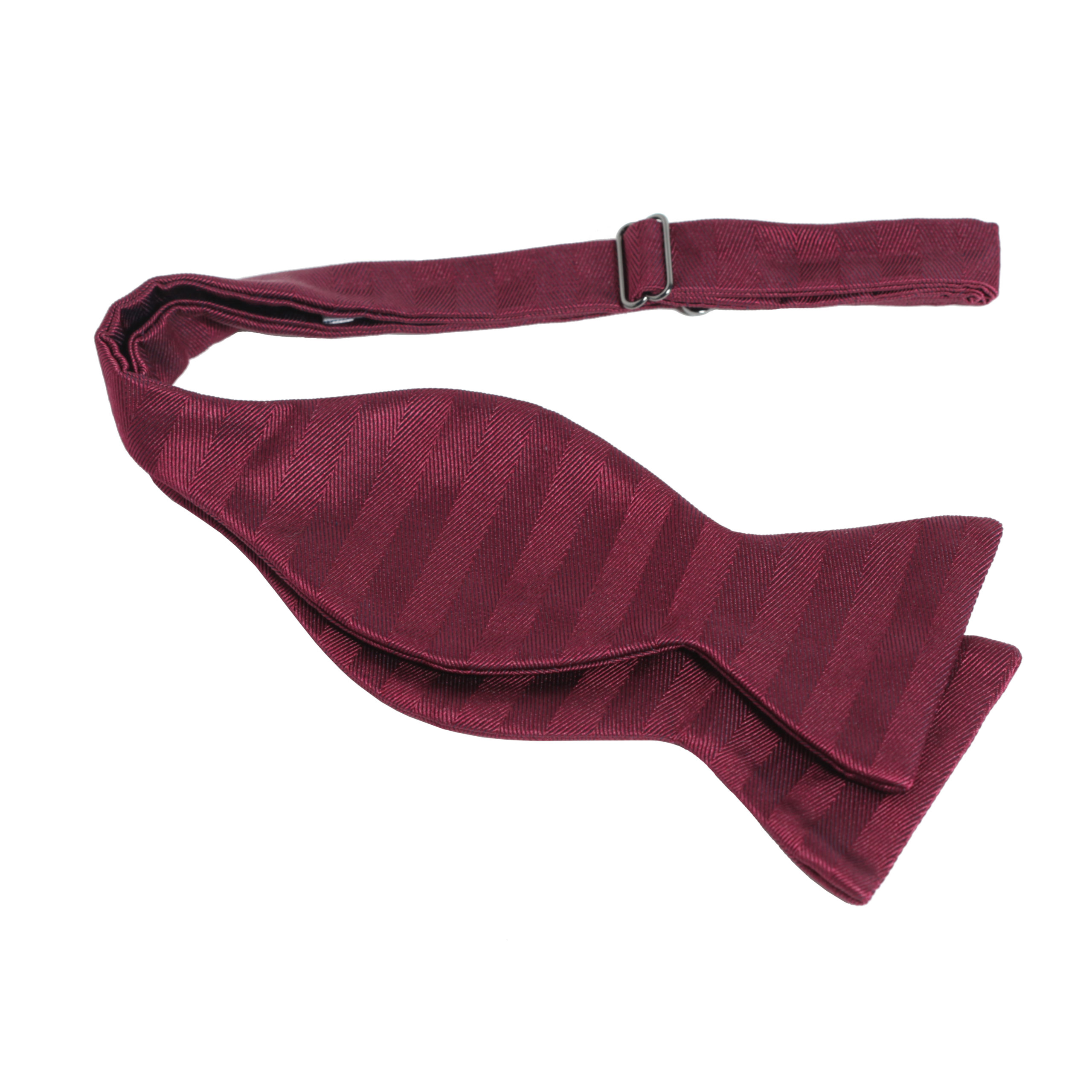 Burgundy Herringbone Medium Classic Bow Tie - la Bowtique Bowties