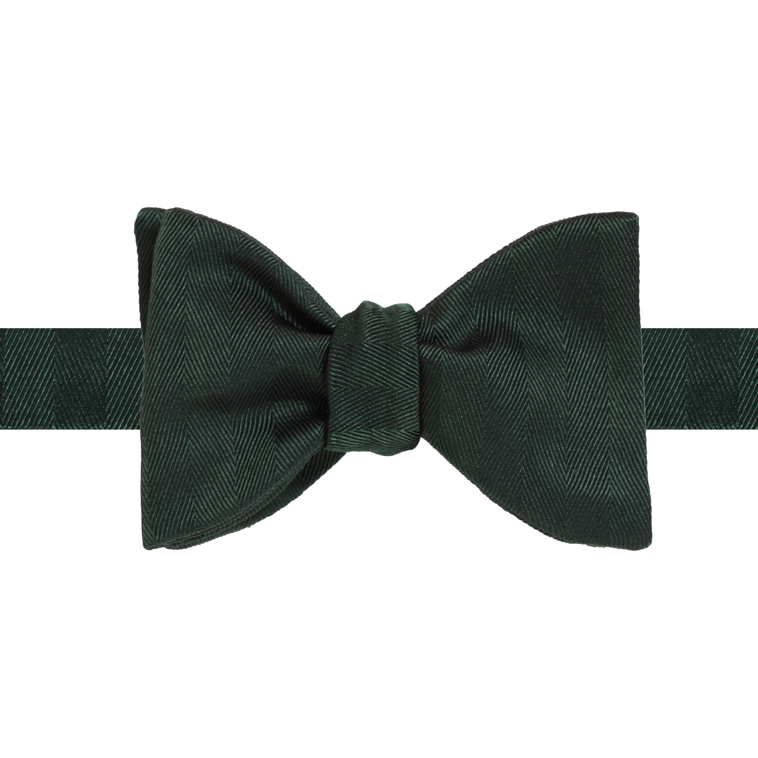 Emerald Green Herringbone Medium Classic Bow Tie