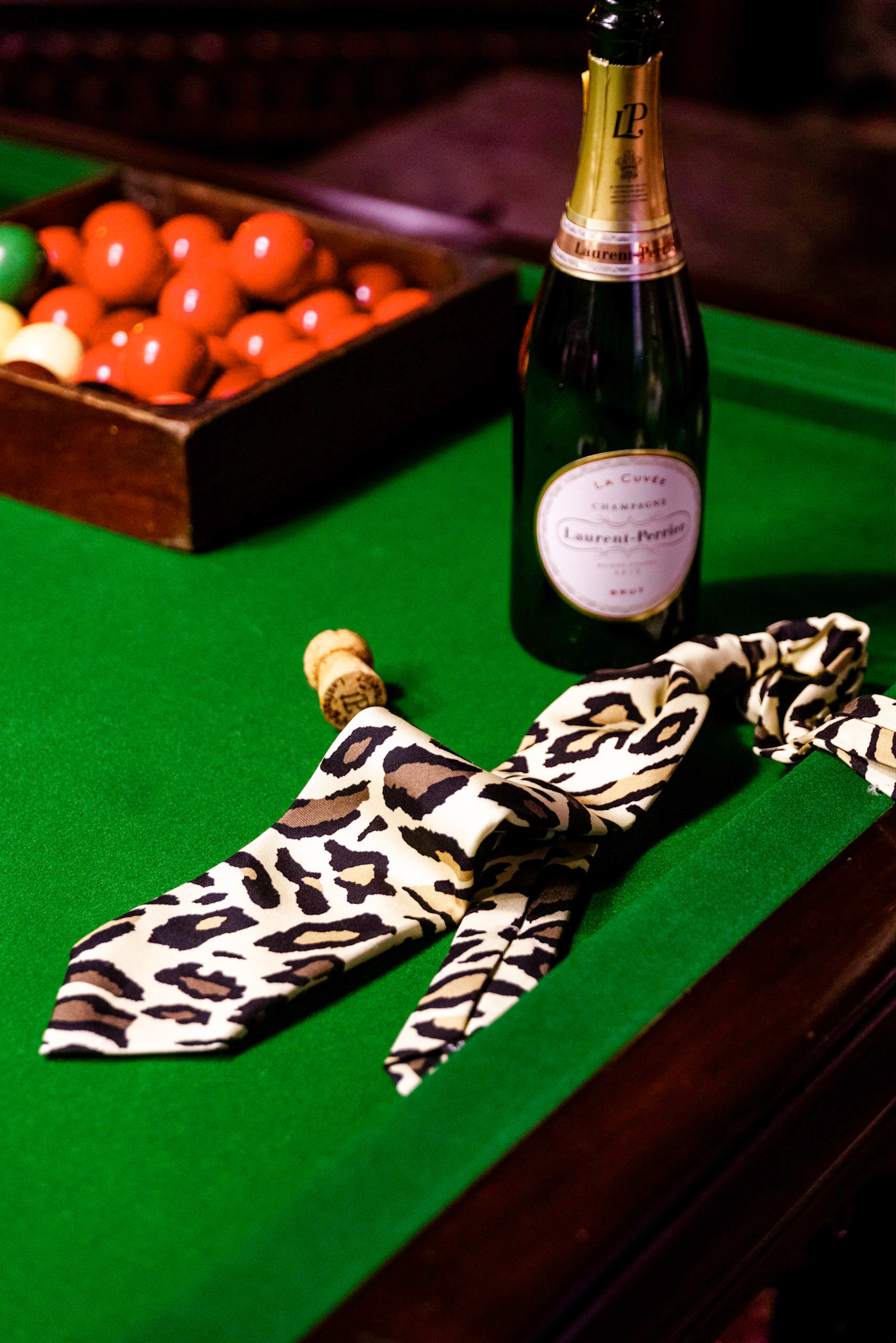 Limited Edition Leopard Print Tie on snooker table